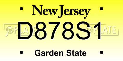 D878S1 New Jersey License Plate
