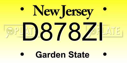 D878ZI New Jersey License Plate