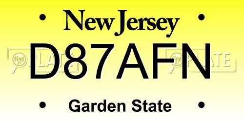 D87AFN New Jersey License Plate