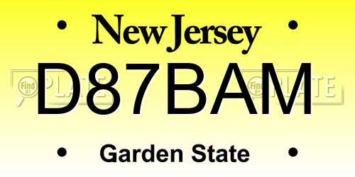 D87BAM New Jersey License Plate