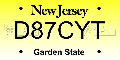 D87CYT New Jersey License Plate