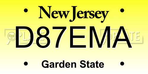 D87EMA New Jersey License Plate