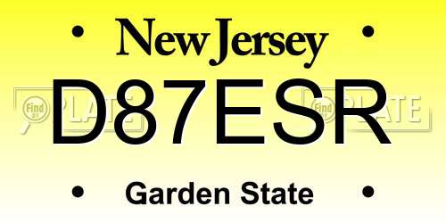 D87ESR New Jersey License Plate