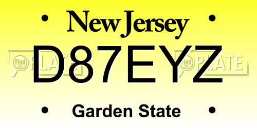 D87EYZ New Jersey License Plate