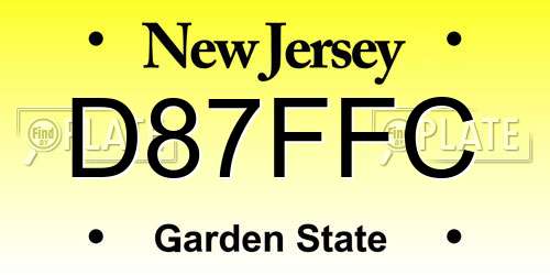 D87FFC New Jersey License Plate
