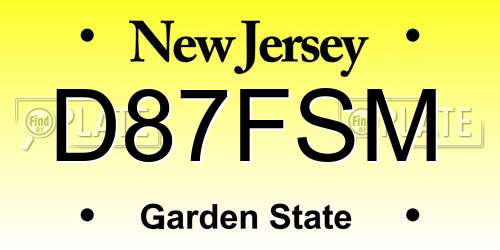 D87FSM New Jersey License Plate