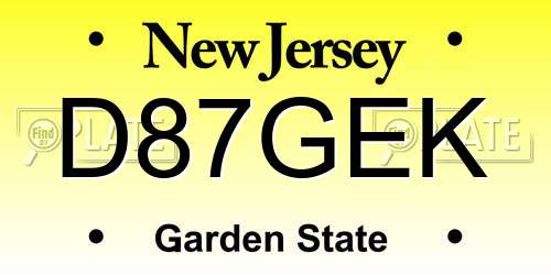 D87GEK New Jersey License Plate