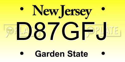 D87GFJ New Jersey License Plate