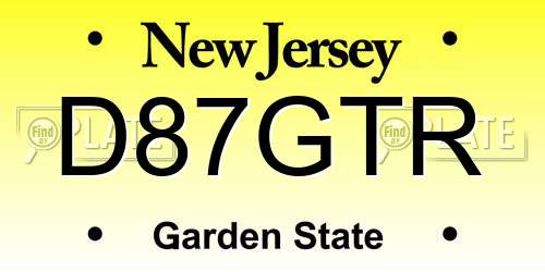 D87GTR New Jersey License Plate