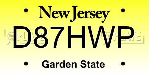 D87HWP New Jersey License Plate