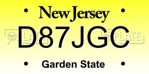 D87JGC New Jersey License Plate