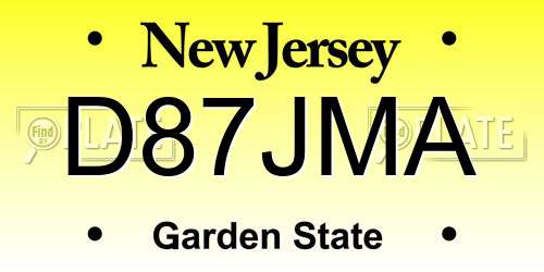 D87JMA New Jersey License Plate