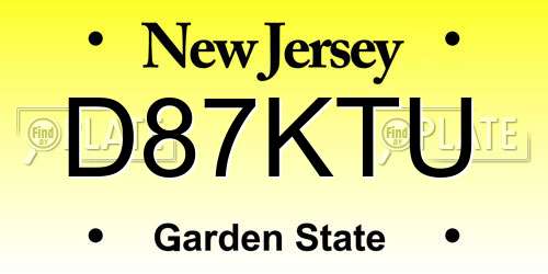 D87KTU New Jersey License Plate