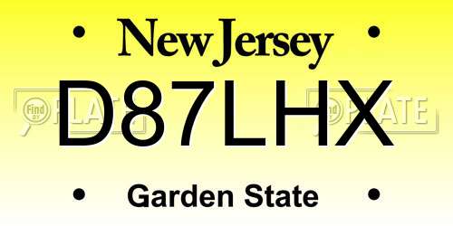 D87LHX New Jersey License Plate