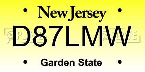 D87LMW New Jersey License Plate