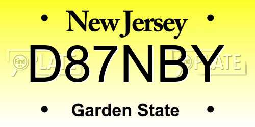 D87NBY New Jersey License Plate