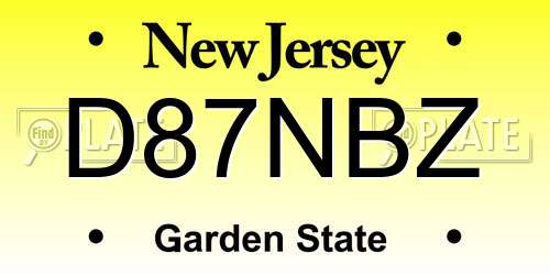 D87NBZ New Jersey License Plate