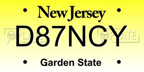 D87NCY New Jersey License Plate