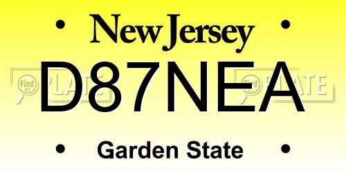 D87NEA New Jersey License Plate