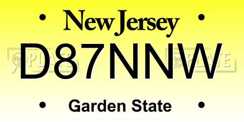 D87NNW New Jersey License Plate