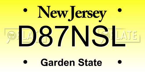 D87NSL New Jersey License Plate