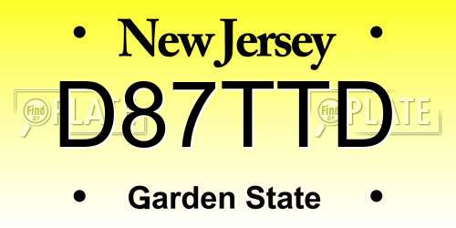 D87TTD New Jersey License Plate