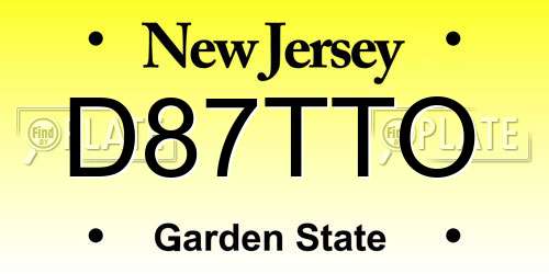 D87TTO New Jersey License Plate
