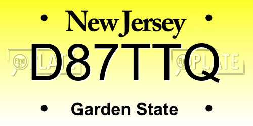 D87TTQ New Jersey License Plate