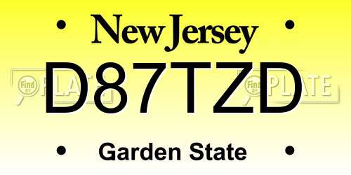 D87TZD New Jersey License Plate