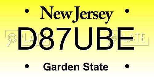 D87UBE New Jersey License Plate