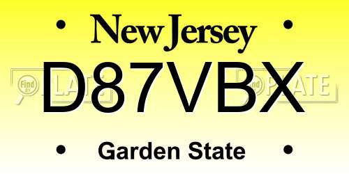 D87VBX New Jersey License Plate