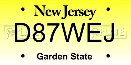 D87WEJ New Jersey License Plate