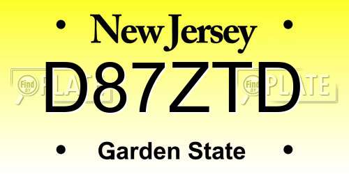 D87ZTD New Jersey License Plate