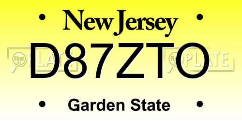 D87ZTO New Jersey License Plate