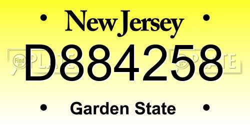 D884258 New Jersey License Plate