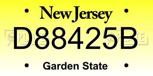 D88425B New Jersey License Plate