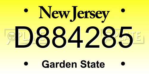 D884285 New Jersey License Plate