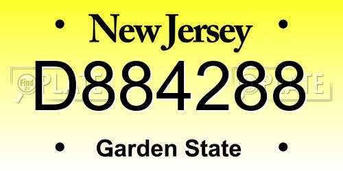 D884288 New Jersey License Plate