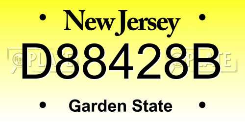 D88428B New Jersey License Plate