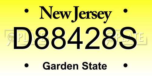 D88428S New Jersey License Plate