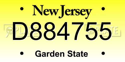 D884755 New Jersey License Plate