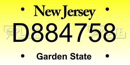 D884758 New Jersey License Plate