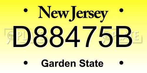 D88475B New Jersey License Plate