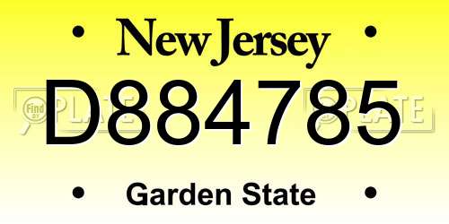 D884785 New Jersey License Plate