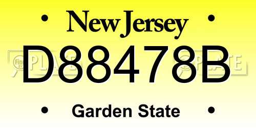 D88478B New Jersey License Plate