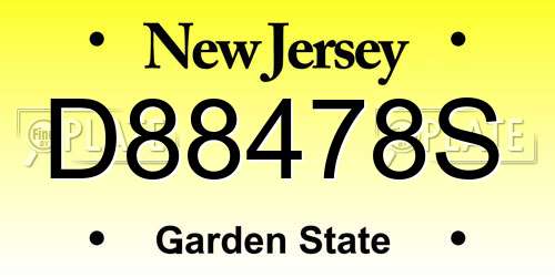 D88478S New Jersey License Plate