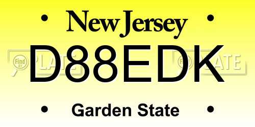 D88EDK New Jersey License Plate