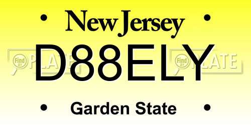 D88ELY New Jersey License Plate