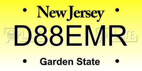 D88EMR New Jersey License Plate