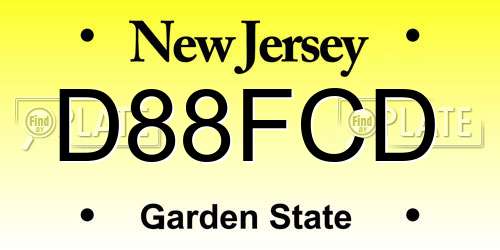 D88FCD New Jersey License Plate